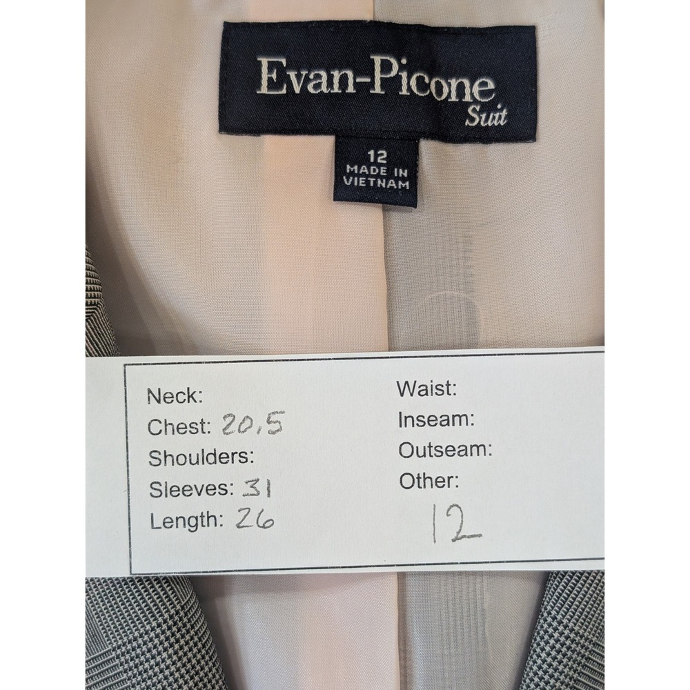 Evan Picone Suit Blazer Gray Plaid Career Business Women's Size 12‎ - Picture 9 of 9